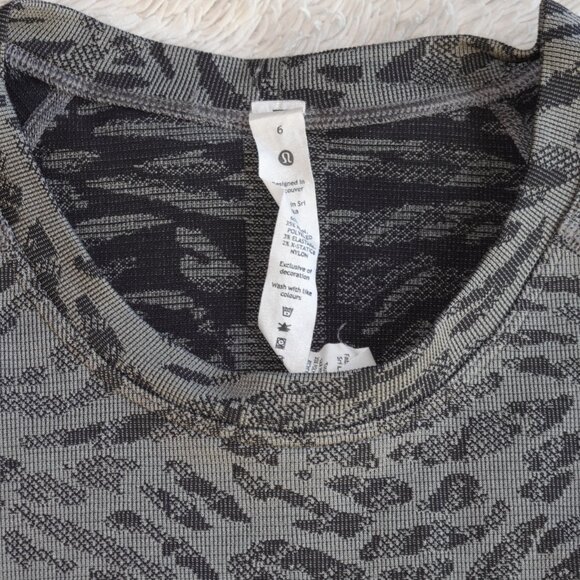 Women's 6 Lululemon Swiftly Tech Long Sleeve Shirt Primal Clash Black Gull Grey - Picture 3 of 6